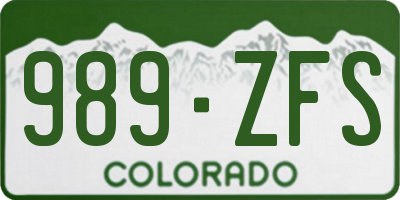 CO license plate 989ZFS
