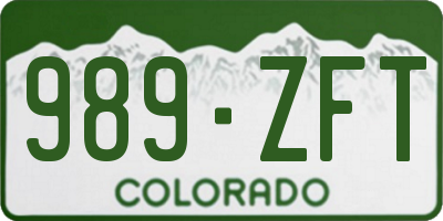CO license plate 989ZFT