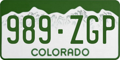 CO license plate 989ZGP