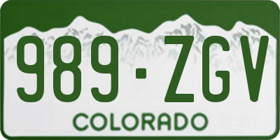 CO license plate 989ZGV