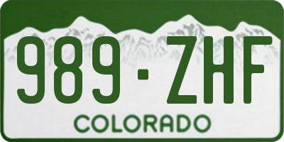 CO license plate 989ZHF