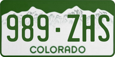 CO license plate 989ZHS