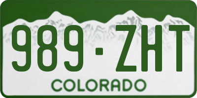 CO license plate 989ZHT