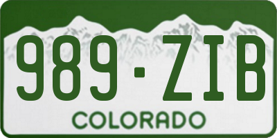 CO license plate 989ZIB