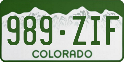 CO license plate 989ZIF