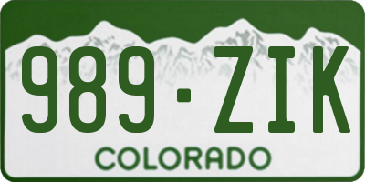 CO license plate 989ZIK