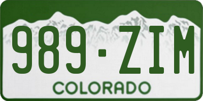 CO license plate 989ZIM