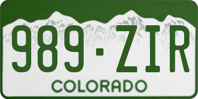 CO license plate 989ZIR