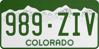 CO license plate 989ZIV