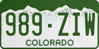 CO license plate 989ZIW