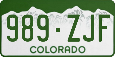 CO license plate 989ZJF