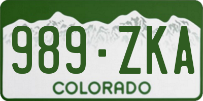 CO license plate 989ZKA