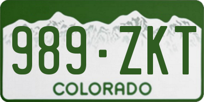 CO license plate 989ZKT