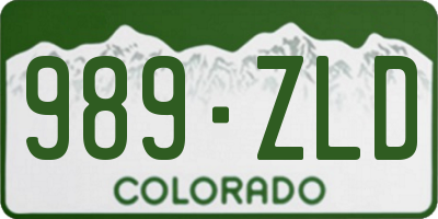CO license plate 989ZLD