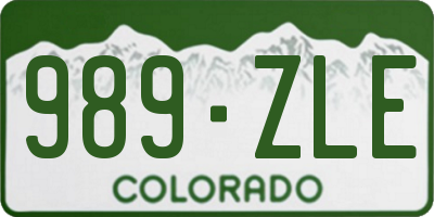 CO license plate 989ZLE