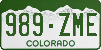CO license plate 989ZME