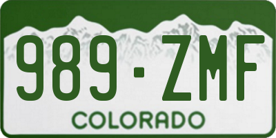 CO license plate 989ZMF
