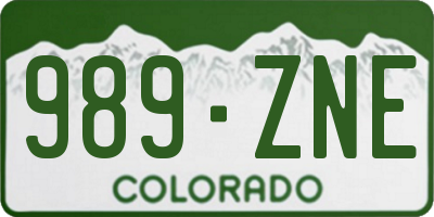 CO license plate 989ZNE
