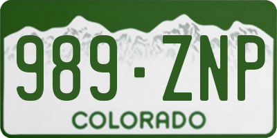 CO license plate 989ZNP