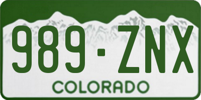 CO license plate 989ZNX