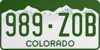 CO license plate 989ZOB