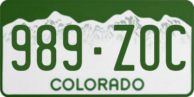 CO license plate 989ZOC