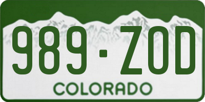 CO license plate 989ZOD