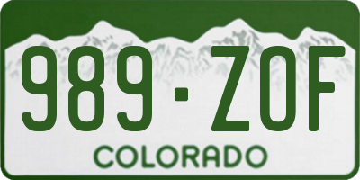 CO license plate 989ZOF