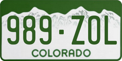 CO license plate 989ZOL