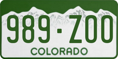 CO license plate 989ZOO