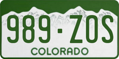 CO license plate 989ZOS