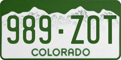 CO license plate 989ZOT