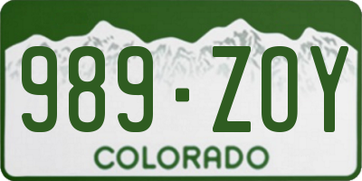 CO license plate 989ZOY