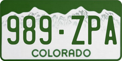 CO license plate 989ZPA