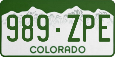 CO license plate 989ZPE