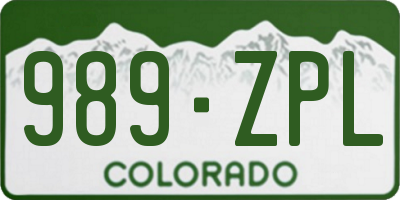 CO license plate 989ZPL