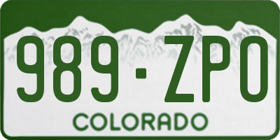 CO license plate 989ZPO