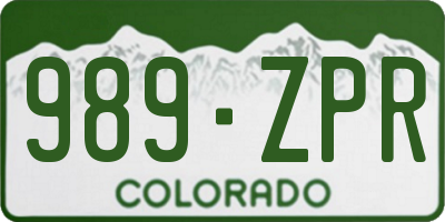CO license plate 989ZPR