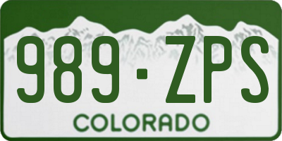 CO license plate 989ZPS