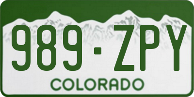 CO license plate 989ZPY