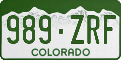 CO license plate 989ZRF