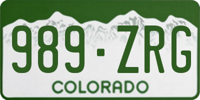 CO license plate 989ZRG