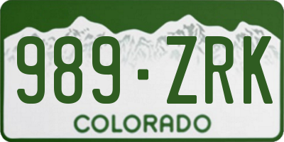 CO license plate 989ZRK