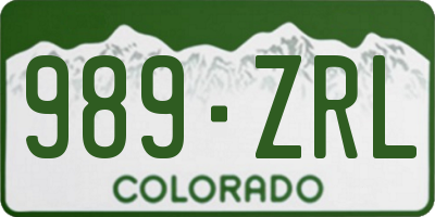 CO license plate 989ZRL