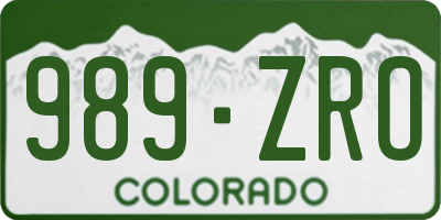 CO license plate 989ZRO
