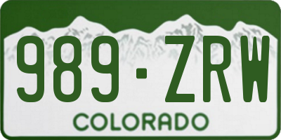 CO license plate 989ZRW