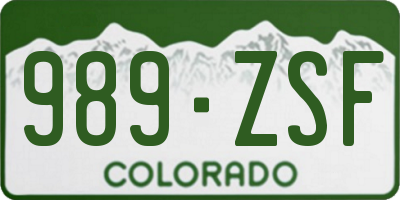 CO license plate 989ZSF