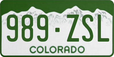 CO license plate 989ZSL