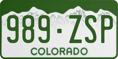 CO license plate 989ZSP
