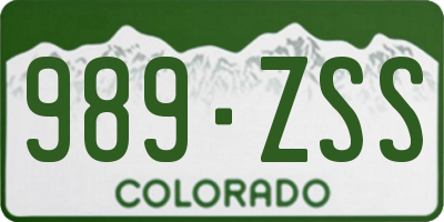 CO license plate 989ZSS